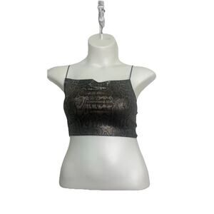 H&M Black / Gold Metallic Snake Print Cami XSmall Crop . Club, Boho,‎ Festival